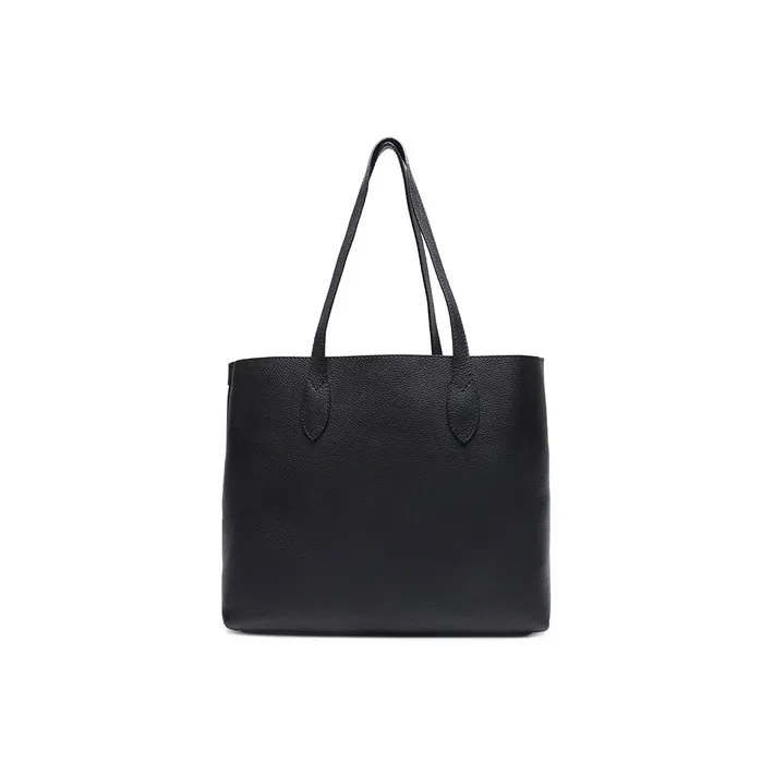 Burberry Leather Tote Bag Shopping Bag Shoulder Bag Handbag Women's Black-3