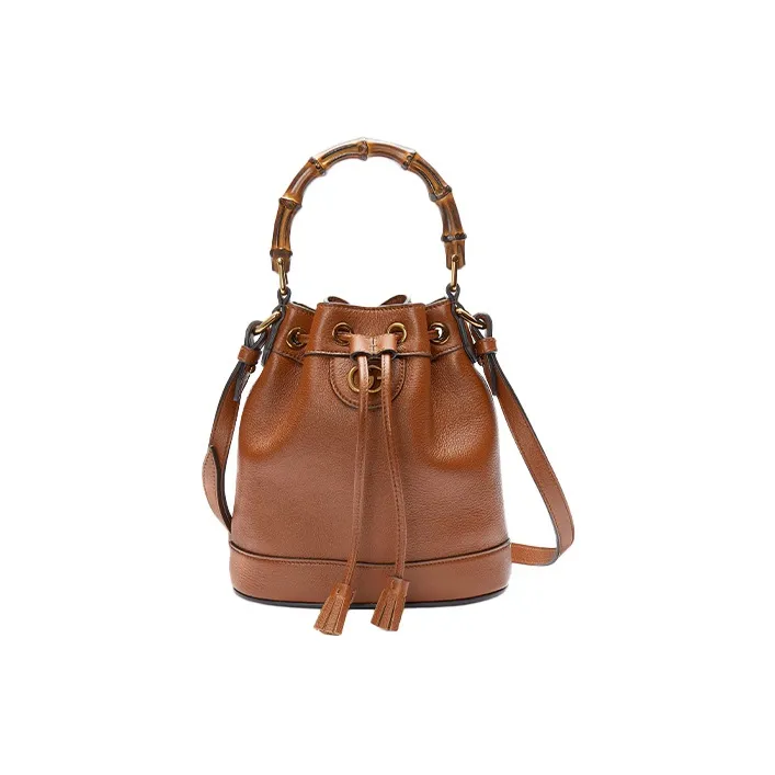 GUCCI Diana Leather Bucket Bag Portable Crossbody Bag Shoulder Bag Mini Women's Brown-1