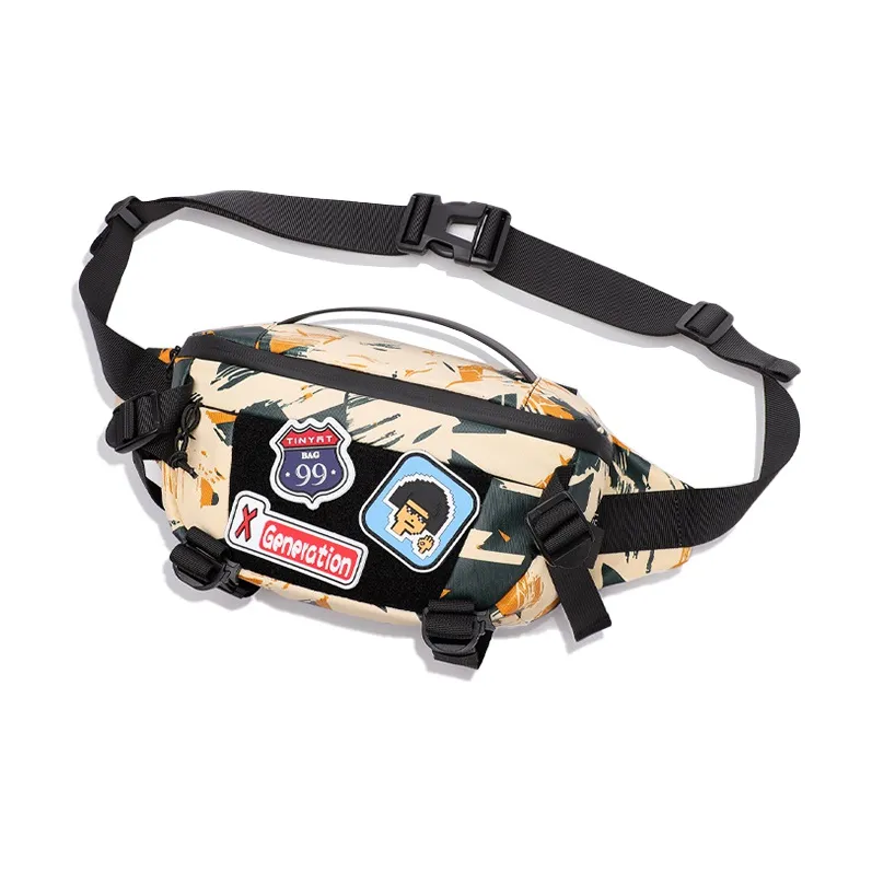 HAWA Polyester Crossbody Bag Shoulder Bag Sling Bag Fanny Pack Medium Size Unisex Black/Camouflage-8