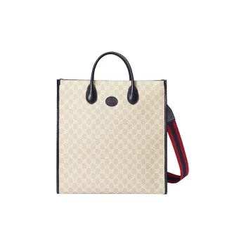 GUCCI Ophidia Canvas With Leather Trim Tote Bag Shopping Bag Shoulder Bag Crossbody Bag Handbag Medium Size Men's Beige