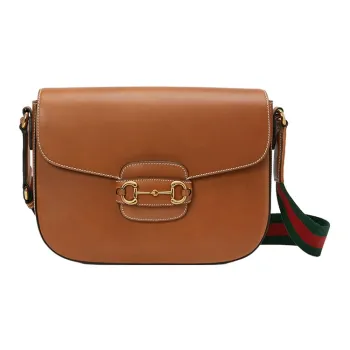 GUCCI Horsebit 1955 Leather Messenger Bag Crossbody Bag Shoulder Bag Men's Brown