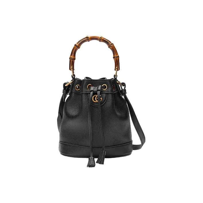 GUCCI Diana Leather Bucket Bag Portable Crossbody Bag Shoulder Bag Mini Women's Black-1