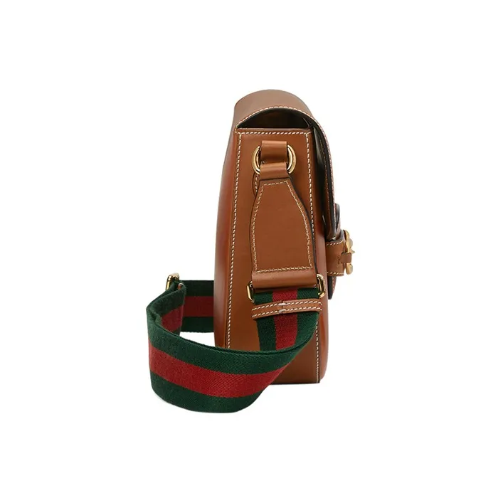 GUCCI Horsebit 1955 Leather Messenger Bag Crossbody Bag Shoulder Bag Men's Brown-2
