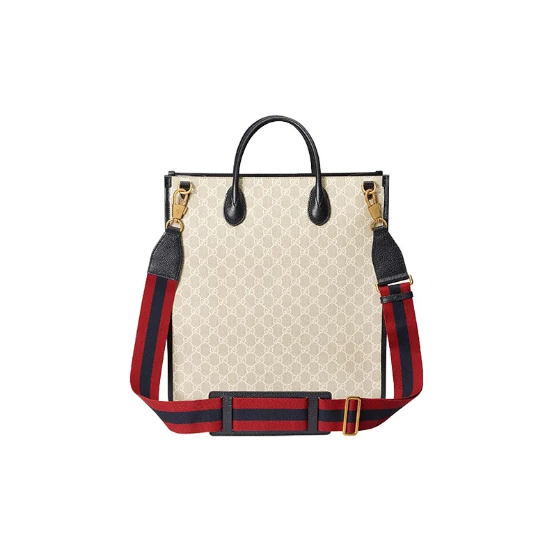 GUCCI Ophidia Canvas With Leather Trim Tote Bag Shopping Bag Shoulder Bag Crossbody Bag Handbag Medium Size Men's Beige-3