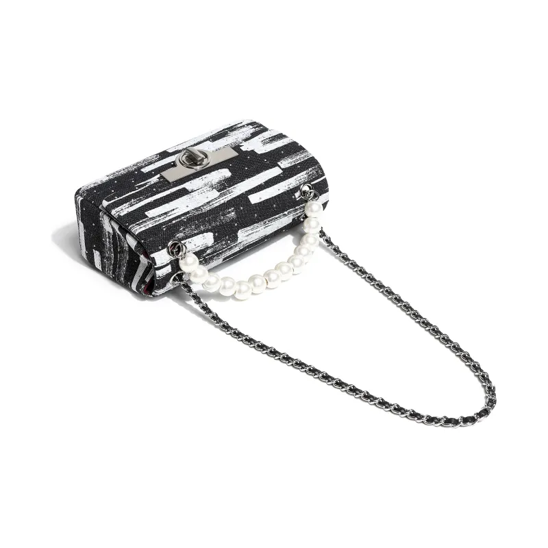 Miss Kung Cowhide Leather Pearl Bag, Small Square Bag, Handbag, Shoulder Bag, Crossbody Bag Trumpets Women's Black-3