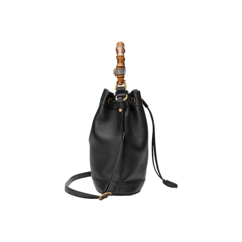 GUCCI Diana Leather Bucket Bag Portable Crossbody Bag Shoulder Bag Small Size Women's Black-2