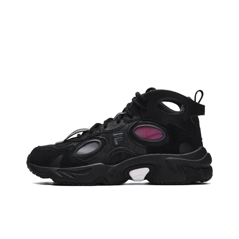 FILA FUSION Raccoon Mid WE Black Periscope Anti Slip Wear Resistant Mid Top Casual Shoes Men's Black-0