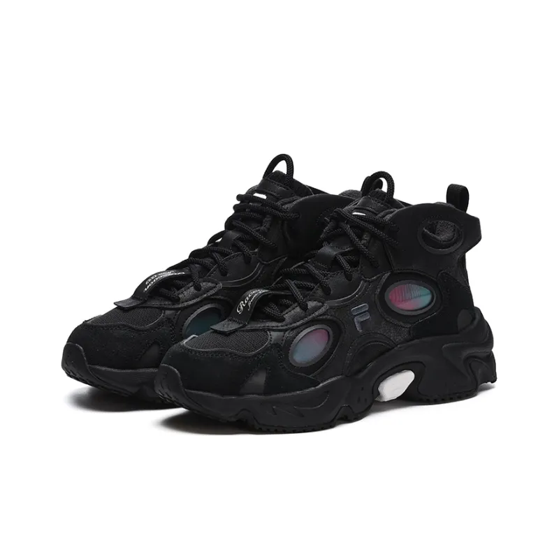 FILA FUSION Raccoon Mid We Anti Slip And Wear Resistant Warm Mid Top Casual Shoes Women's Black Periscope-1