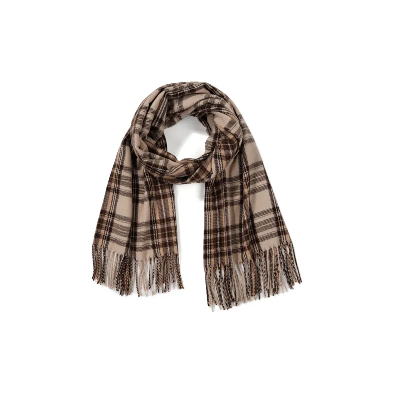 XXOFF Knit Scarves Unisex Red Brown Plaid-1