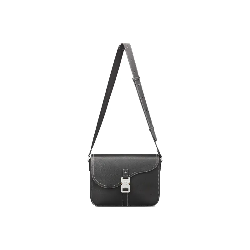 DIOR Grained Calfskin Saddle Bags Messenger Bag Shoulder Bag Crossbody Bag Men's Black-3