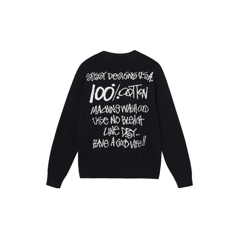 Stussy Care Label Sweater Black S - POIZON