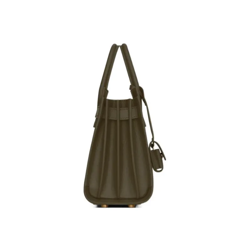 SAINT LAURENT SAC DE JOUR Cow Leather Trunk Bag Shoulder Bag Crossbody Bag Handbag Mini Women's Gray Khaki-3