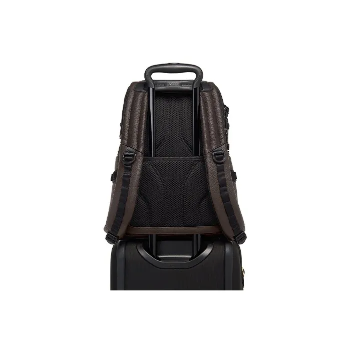 TUMI Alpha Bravo Litchi Grain Leather Laptop Bag Backpack Men's Brown-5
