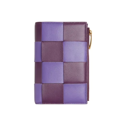 Bottega Veneta Cow Leather Wallet Medium Size Women's Purple