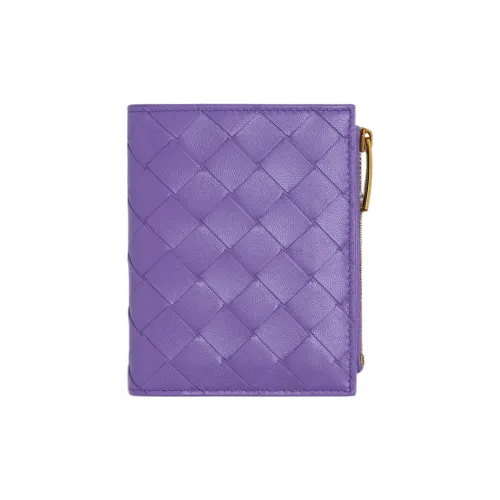 Bottega Veneta Sheepskin Wallet Small Size Women's Purple