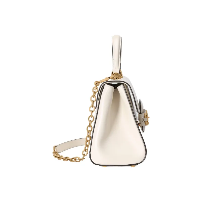 GUCCI Horsebit 1955 Leather Shoulder Bag Crossbody Bag Handbag Medium Size Women's White-4