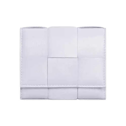 Bottega Veneta Sheepskin Cow Leather Patchwork Wallet Small Size Women's Washable Joyful Purple