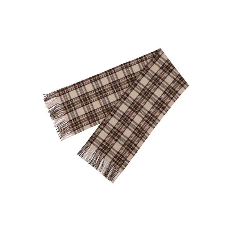 XXOFF Knit Scarves Unisex Red Brown Plaid-2