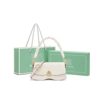 Gong Xuan Cow Leather One Shoulder Crossbody Bag Handbag Regular Women's Step Dance White Chocolate