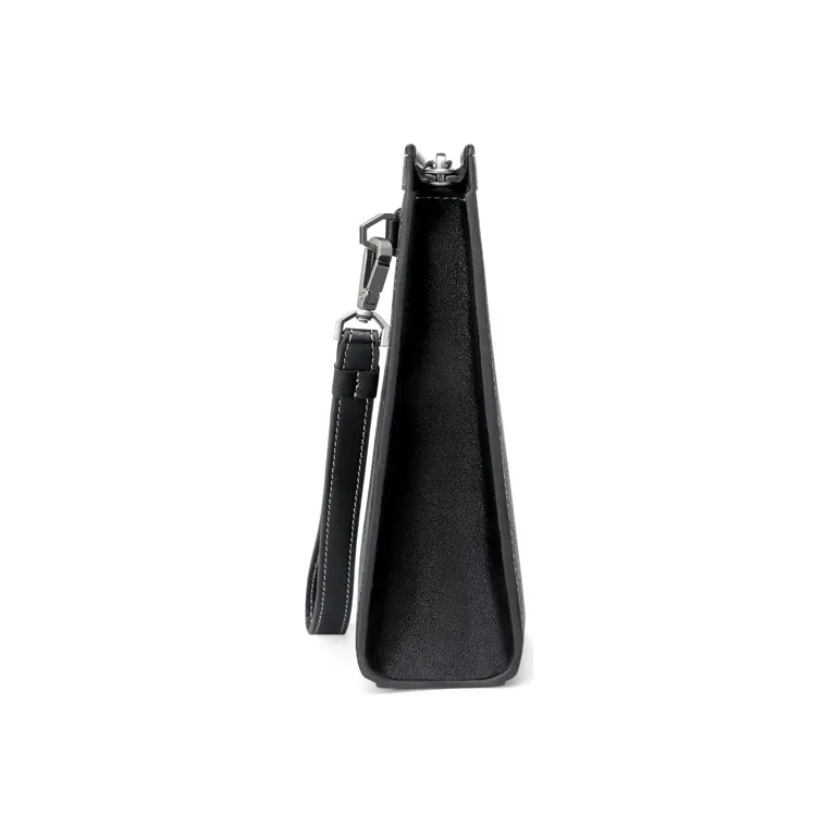 GOLF PVC With Cow Leather Elegance Handheld Wallet Card Holder Wrist Clutch Medium Size Men's Black-2