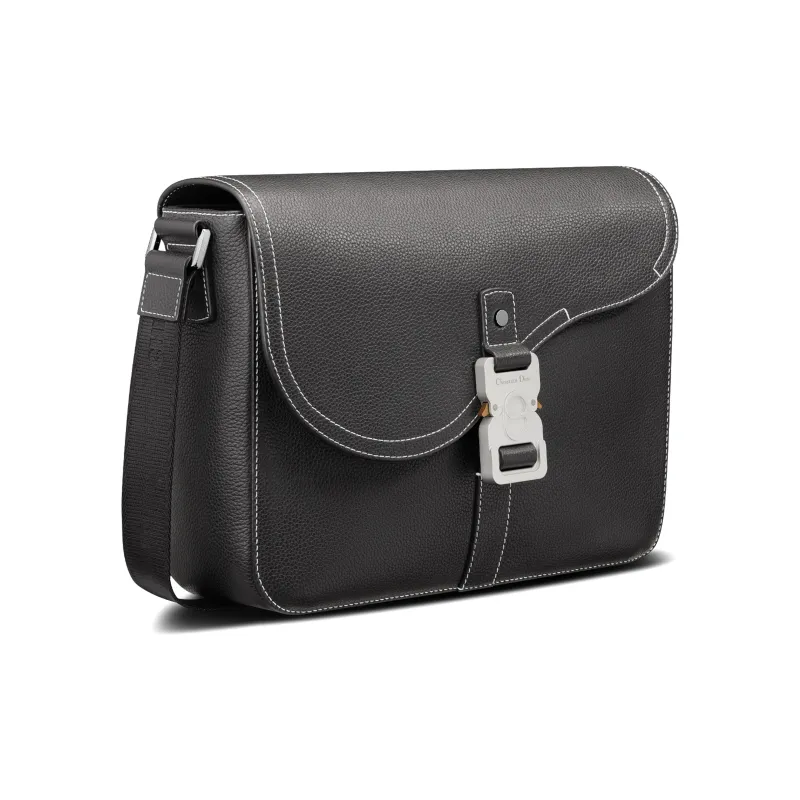 DIOR Grained Calfskin Saddle Bags Messenger Bag Shoulder Bag Crossbody Bag Men's Black-2