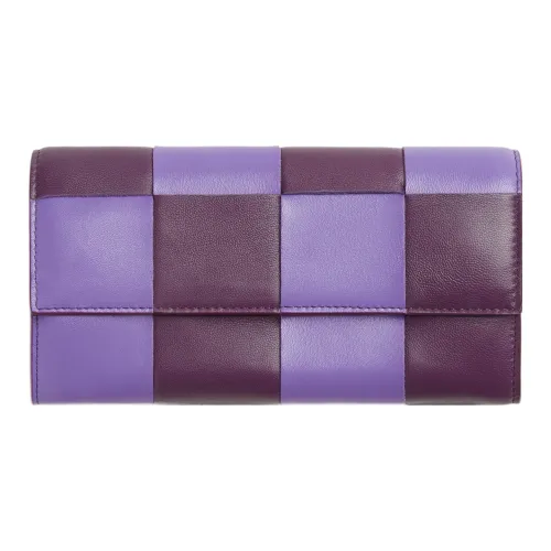 Bottega Veneta Cow Leather Wallet Large Size Women's Purple