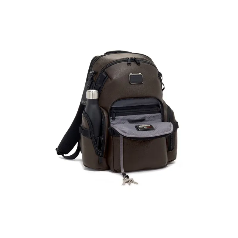 TUMI Alpha Bravo Litchi Grain Leather Laptop Bag Backpack Men's Brown-3