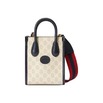 GUCCI Ophidia Canvas With Leather Tote Bag, Shopping Bag, Shoulder Bag, Crossbody Bag, Handbag Mini Men's Beige/Blue