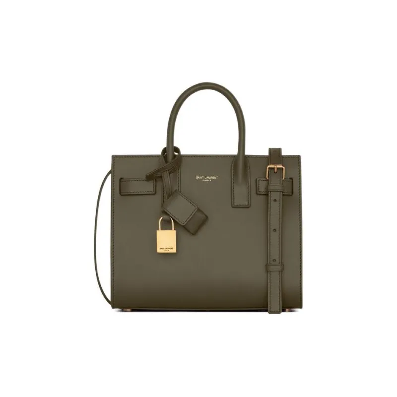 SAINT LAURENT SAC DE JOUR Cow Leather Trunk Bag Shoulder Bag Crossbody Bag Handbag Mini Women's Gray Khaki-0