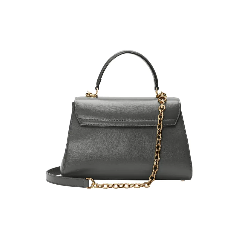 GUCCI Horsebit 1955 Leather Shoulder Bag Crossbody Bag Handbag Medium Size Women's Gray-2