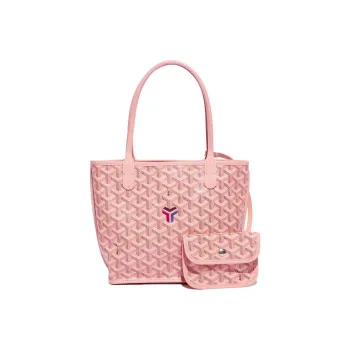 GOYARD Anjou Canvas With Calfskin Combo Bag Totes Shopping Bag One Shoulder Handbags Mini Women's Cherry Blossom Pink