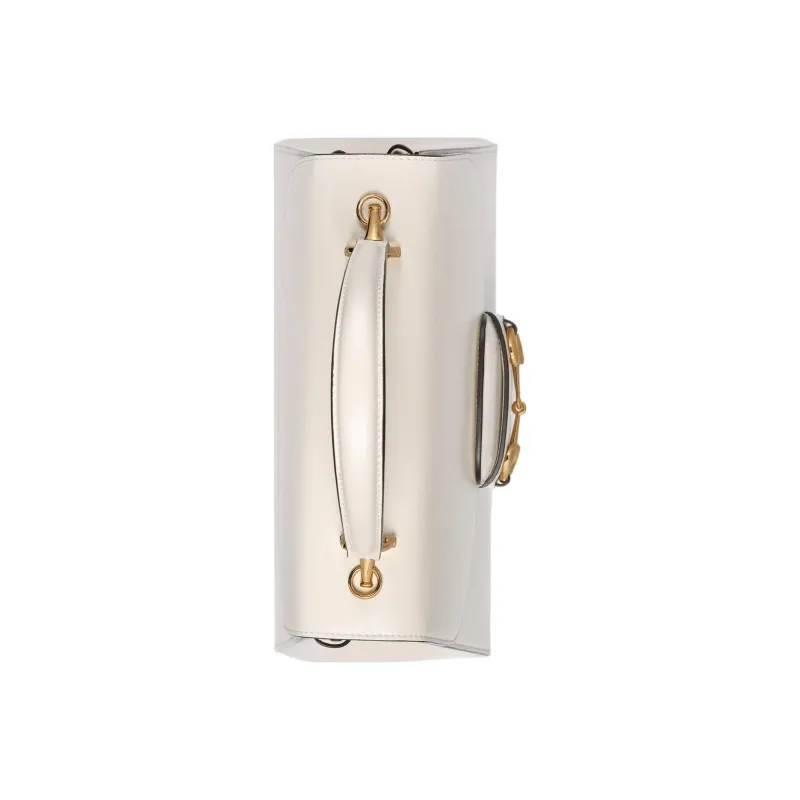 GUCCI Horsebit 1955 Leather Shoulder Bag Crossbody Bag Handbag Medium Size Women's White-5