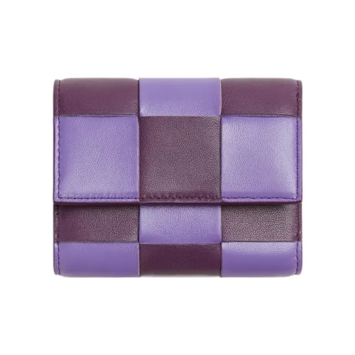 Bottega Veneta Cow Leather Wallet Large Size Women's Purple