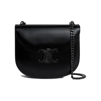 CELINE Triomphe Arc De Triomphe Cow Leather Crossbody Bag Shoulder Bag Women's Black