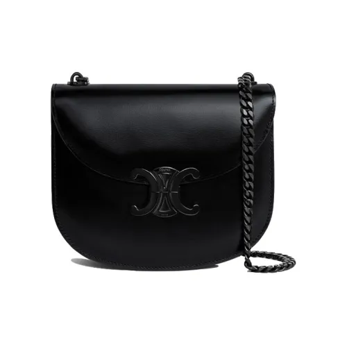CELINE Triomphe Arc De Triomphe Cow Leather Crossbody Bag Shoulder Bag Women's Black