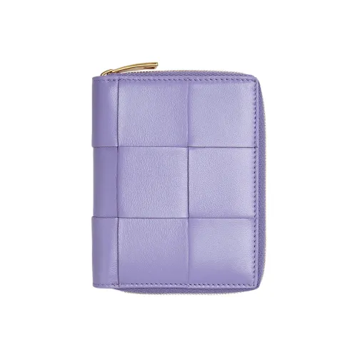 Bottega Veneta Lambskin Patch Calfskin Wallet Large Size Women's Purple