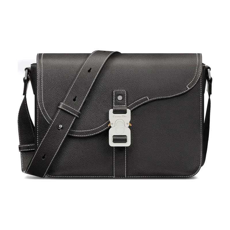 DIOR Grained Calfskin Saddle Bags Messenger Bag Shoulder Bag Crossbody Bag Men's Black-0
