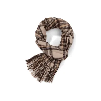 XXOFF Knit Scarves Unisex Red Brown Plaid