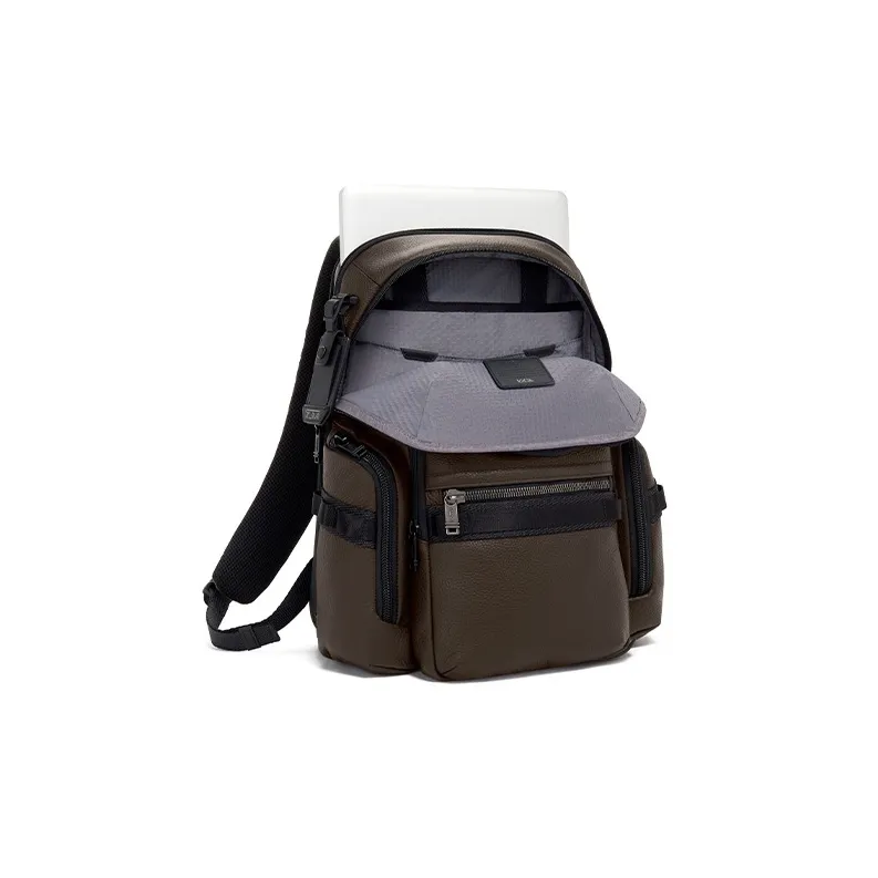 TUMI Alpha Bravo Litchi Grain Leather Laptop Bag Backpack Men's Brown-2