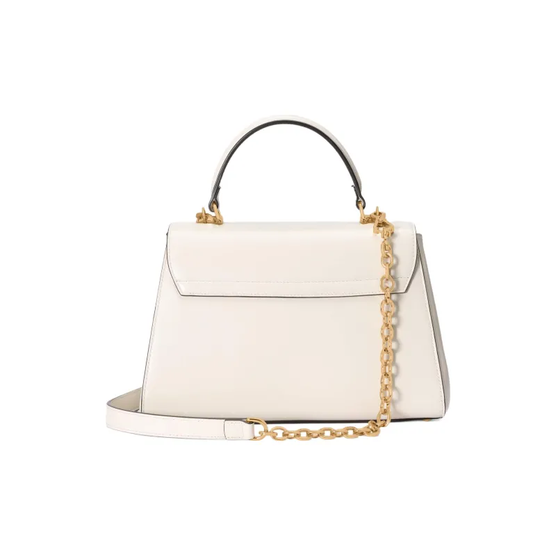 GUCCI Horsebit 1955 Leather Shoulder Bag Crossbody Bag Handbag Medium Size Women's White-3