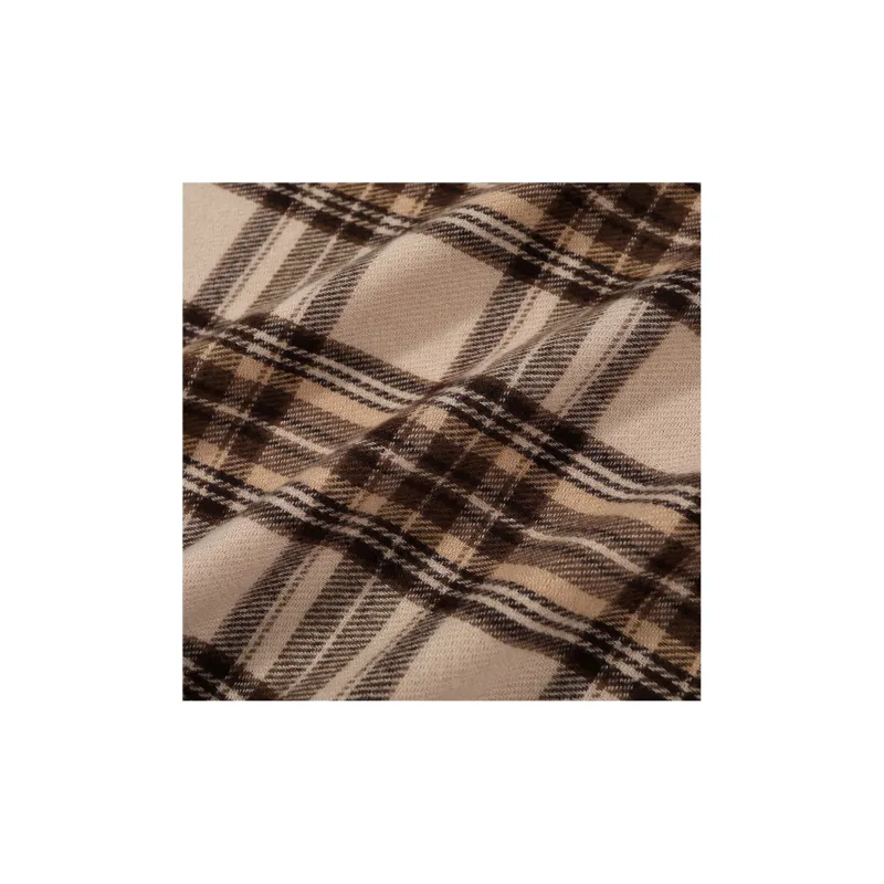 XXOFF Knit Scarves Unisex Red Brown Plaid-4