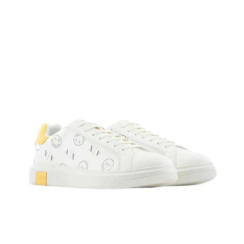 SMILEYWORLD x ARMANI EXCHANGEAE Low-Top Stylish Skateboarding Shoes Men's White-3