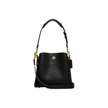 COACH Willow Grain Leather Bucket Bag, Handbag, Shoulder Bag, Crossbody Bag Women's Black