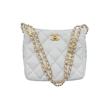 CHANEL 22SS Grain Embossed Cow Leather HOBO Shoulder Bag, Handbag Women's White