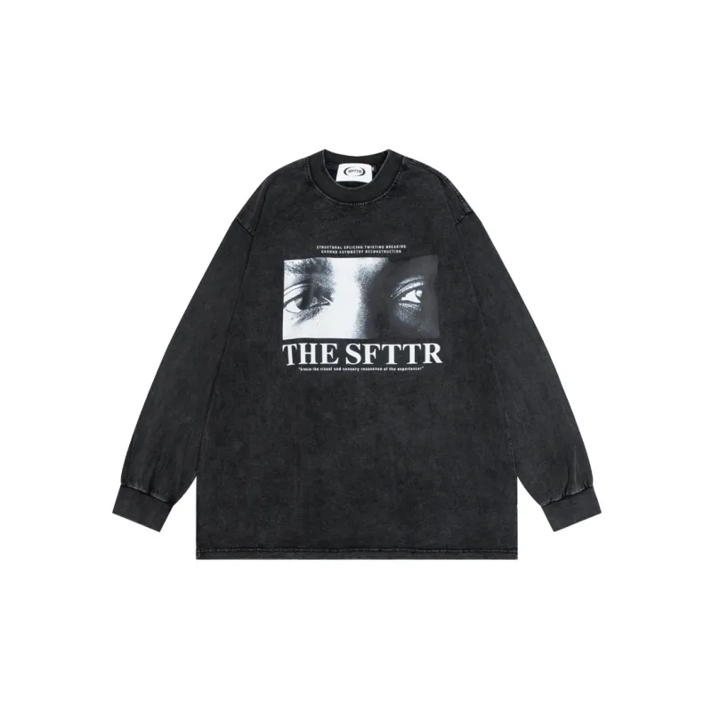 SFTTR Straight Long Sleeved T Shirt Unisex Black-0