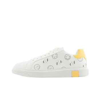 SMILEYWORLD x ARMANI EXCHANGEAE Low-Top Stylish Skateboarding Shoes Men's White