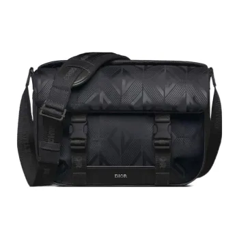 DIOR Nylon Cow Leather Patchwork Messenger Bag Shoulder Bag Crossbody Bag Regular Men's Black