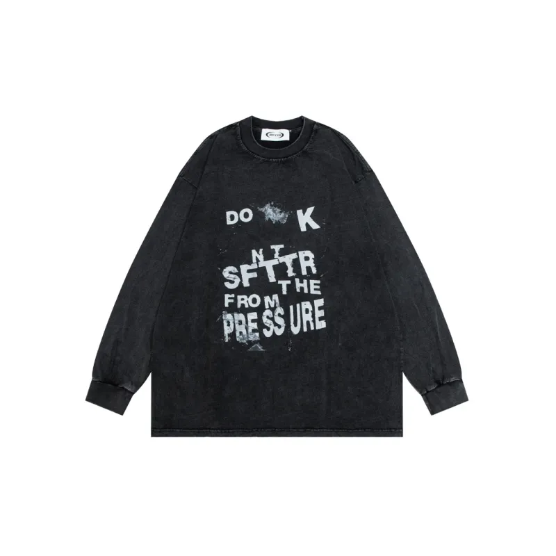 SFTTR Straight Long Sleeved T Shirt Unisex Black-0