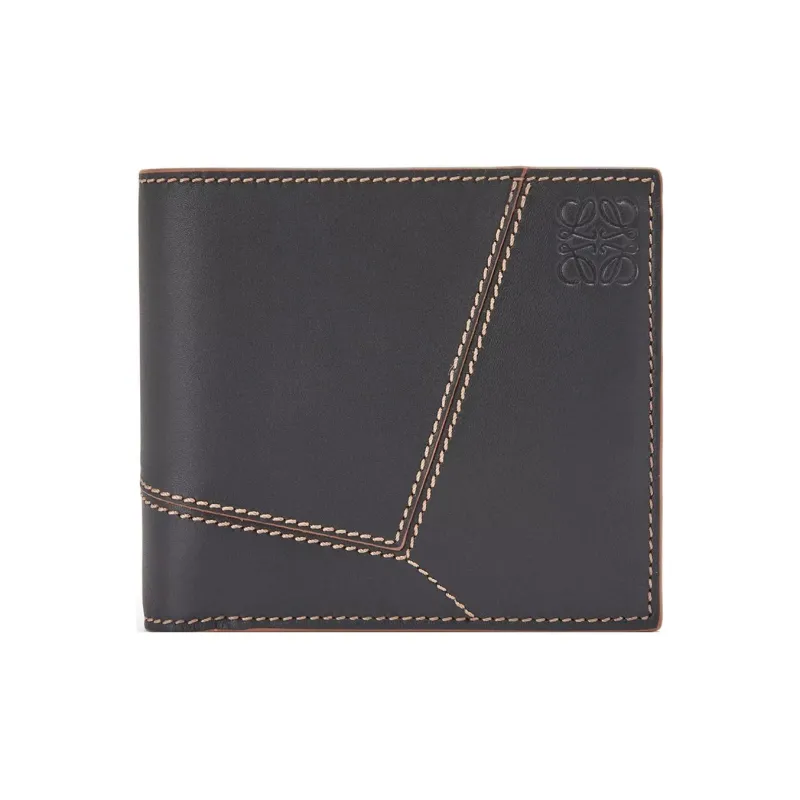 LOEWE Puzzle Smooth Cow Leather Card Holder, Wallet Men's Black-0