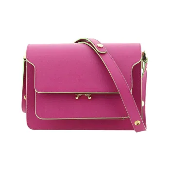 MARNI Trunk Cow Leather Crossbody Bag, Shoulder Bag Medium Size Women's Rose Red